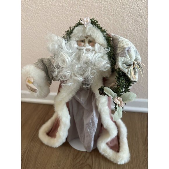 Authentic Brinns 1991 Pink Victorian Santa Fugurine 15" Tall English Pink Robe - Picture 1 of 7